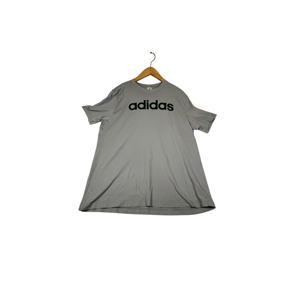 Adidas Mens Light Blue Short Sleeve Logo Back Graphic Athletic T-Shirt Size L